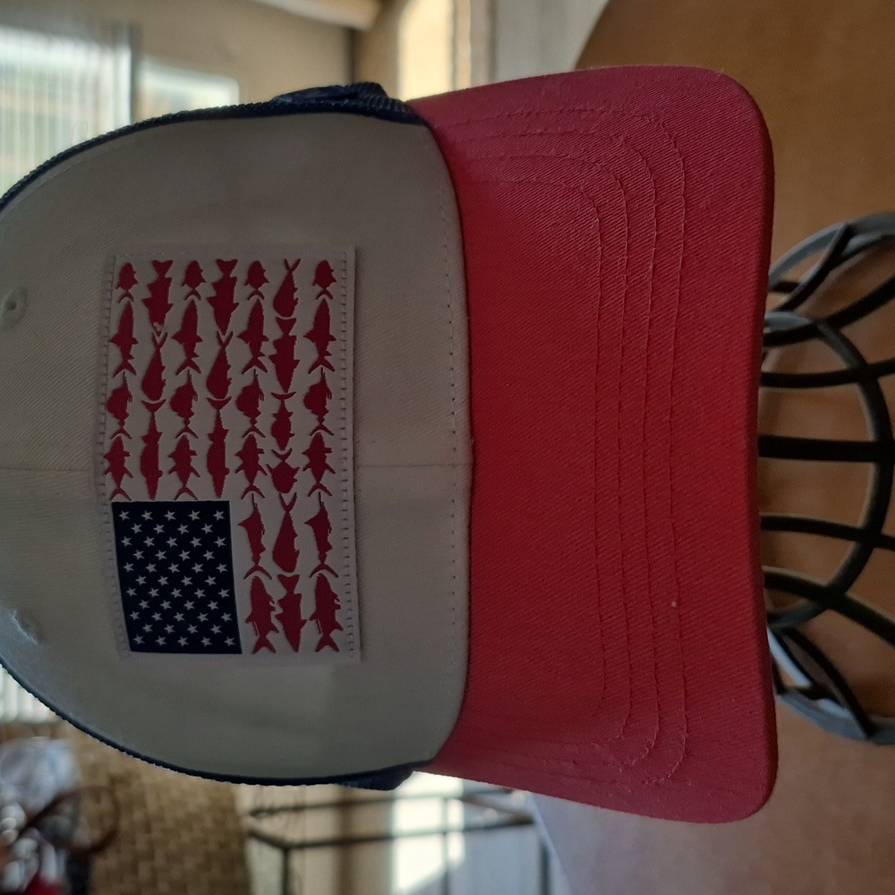 Columbia PFG Red and Blue American Flag Snapback Trucker Cap